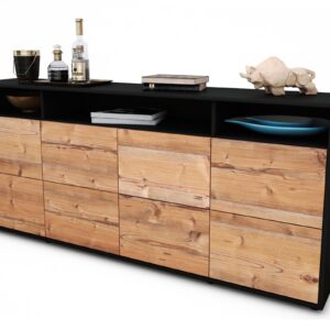 Sideboard Evita | Korpus Anthrazit | Front in Pinie Holz Optik | 180x79x35cm (BxHxT)