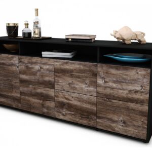 Sideboard Evita | Korpus Anthrazit | Front in Treibholz Holz Optik | 180x79x35cm (BxHxT)