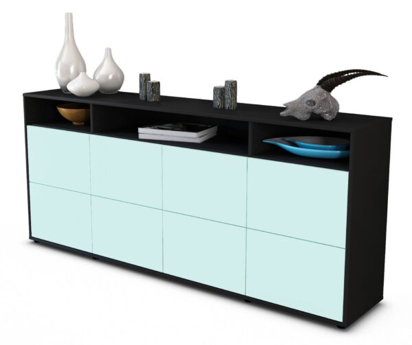 Sideboard Evita | Korpus Anthrazit | Front in Mint | 180x79x35cm (BxHxT)