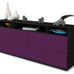 Sideboard Evita | Korpus Anthrazit | Front in Lila | 180x79x35cm (BxHxT)