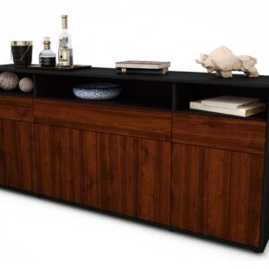 Sideboard Ezia | Korpus Anthrazit | Front in Walnuss Holz Optik | 180x79x35cm (BxHxT)