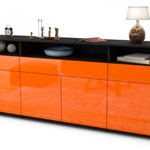 Sideboard Ezia | Korpus Anthrazit | Front in Hochglanz Orange | 180x79x35cm (BxHxT)