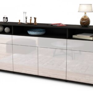 Sideboard Ezia | Korpus Anthrazit | Front in Hochglanz Weiß | 180x79x35cm (BxHxT)