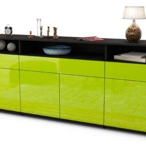 Sideboard Ezia | Korpus Anthrazit | Front in Hochglanz Grün | 180x79x35cm (BxHxT)