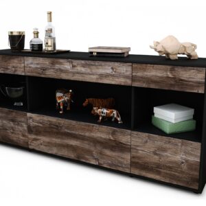 Sideboard Fabiana | Korpus Anthrazit | Front in Treibholz Holz Optik | 180x79x35cm (BxHxT)