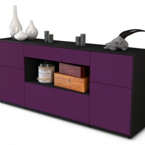 Sideboard Fabiola | Korpus Anthrazit | Front in Lila | 180x79x35cm (BxHxT)