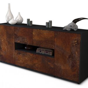 Sideboard Farina | Korpus Anthrazit | Front in Rost Optik | 180x79x35cm (BxHxT)