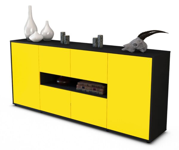Sideboard Farina | Korpus Anthrazit | Front in Gelb | 180x79x35cm (BxHxT)