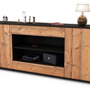 Sideboard Feli | Korpus Anthrazit | Front in Pinie Holz Optik | 180x79x35cm (BxHxT)
