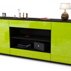 Sideboard Feli | Korpus Anthrazit | Front in Hochglanz Grün | 180x79x35cm (BxHxT)