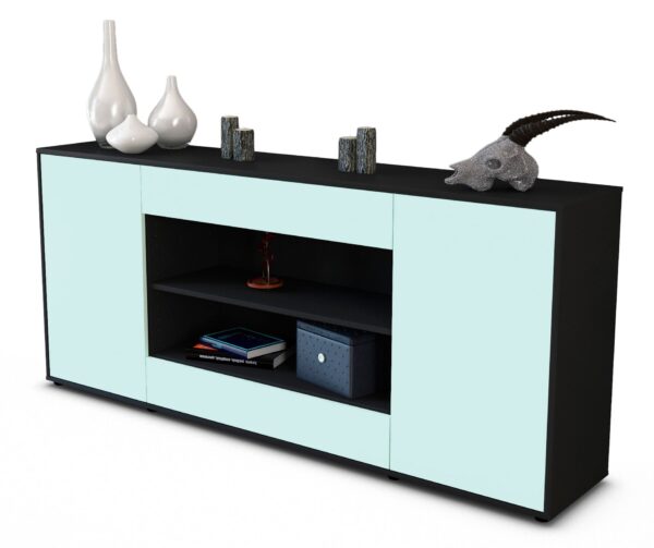 Sideboard Feli | Korpus Anthrazit | Front in Mint | 180x79x35cm (BxHxT)