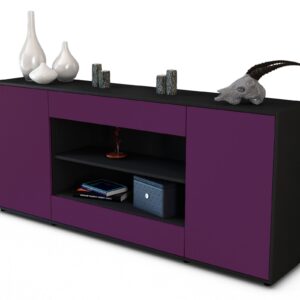 Sideboard Feli | Korpus Anthrazit | Front in Lila | 180x79x35cm (BxHxT)