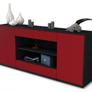 Sideboard Feli | Korpus Anthrazit | Front in Bordeaux | 180x79x35cm (BxHxT)