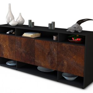 Sideboard Felia | Korpus Anthrazit | Front in Rost Optik | 180x79x35cm (BxHxT)