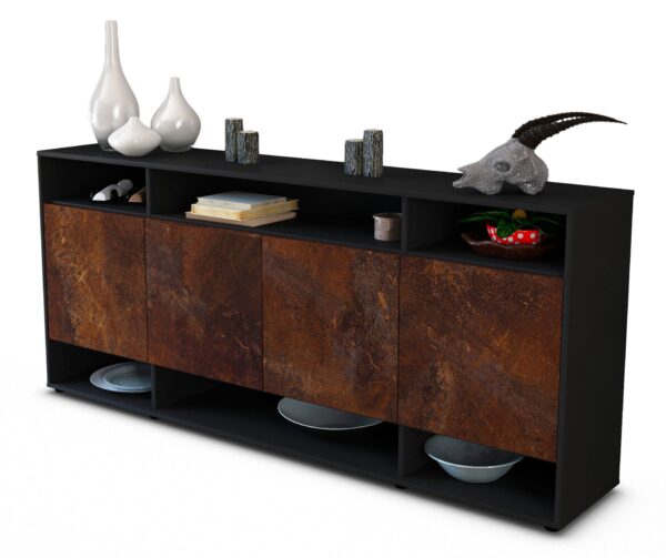 Sideboard Felia | Korpus Anthrazit | Front in Rost Optik | 180x79x35cm (BxHxT)