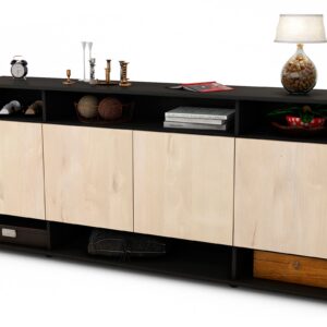 Sideboard Felia | Korpus Anthrazit | Front in Zeder Holz Optik | 180x79x35cm (BxHxT)