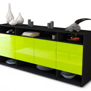 Sideboard Felia | Korpus Anthrazit | Front in Hochglanz Grün | 180x79x35cm (BxHxT)