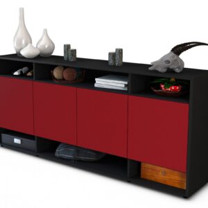 Sideboard Felia | Korpus Anthrazit | Front in Bordeaux | 180x79x35cm (BxHxT)