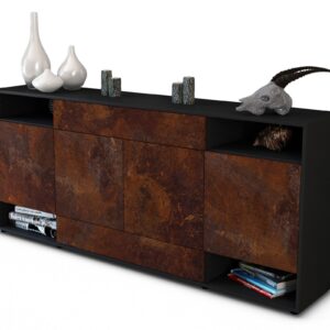 Sideboard Felicia | Korpus Anthrazit | Front in Rost Optik | 180x79x35cm (BxHxT)