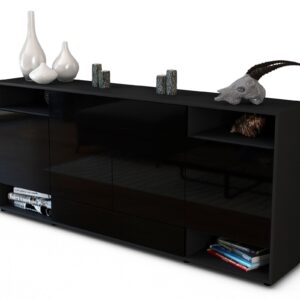 Sideboard Felicia | Korpus Anthrazit | Front in Hochglanz Schwarz | 180x79x35cm (BxHxT)