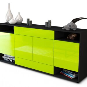 Sideboard Felicia | Korpus Anthrazit | Front in Hochglanz Grün | 180x79x35cm (BxHxT)