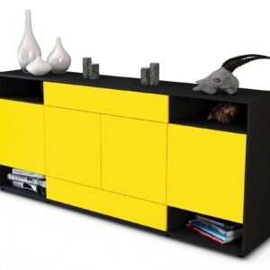 Sideboard Felicia | Korpus Anthrazit | Front in Gelb | 180x79x35cm (BxHxT)