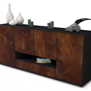 Sideboard Felicitas | Korpus Anthrazit | Front in Rost Optik | 180x79x35cm (BxHxT)
