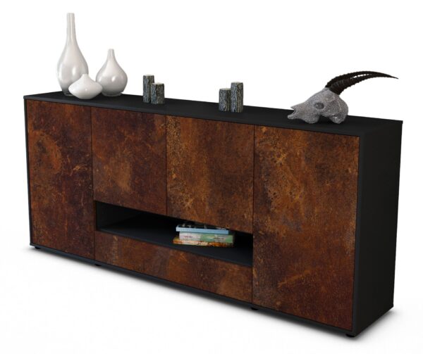 Sideboard Felicitas | Korpus Anthrazit | Front in Rost Optik | 180x79x35cm (BxHxT)