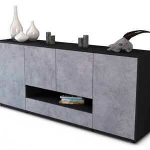 Sideboard Felicitas | Korpus Anthrazit | Front in Beton Optik | 180x79x35cm (BxHxT)