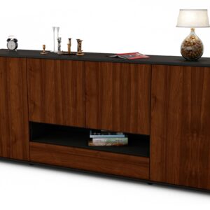 Sideboard Felicitas | Korpus Anthrazit | Front in Walnuss Holz Optik | 180x79x35cm (BxHxT)