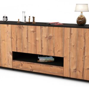 Sideboard Felicitas | Korpus Anthrazit | Front in Pinie Holz Optik | 180x79x35cm (BxHxT)