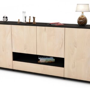 Sideboard Felicitas | Korpus Anthrazit | Front in Zeder Holz Optik | 180x79x35cm (BxHxT)