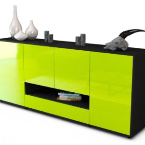 Sideboard Felicitas | Korpus Anthrazit | Front in Hochglanz Grün | 180x79x35cm (BxHxT)