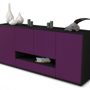 Sideboard Felicitas | Korpus Anthrazit | Front in Lila | 180x79x35cm (BxHxT)