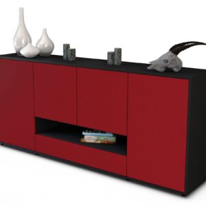 Sideboard Felicitas | Korpus Anthrazit | Front in Bordeaux | 180x79x35cm (BxHxT)