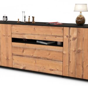 Sideboard Fernanda | Korpus Anthrazit | Front in Pinie Holz Optik | 180x79x35cm (BxHxT)