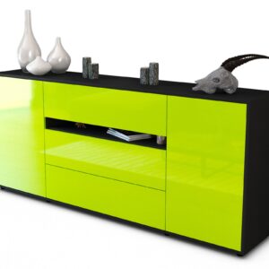 Sideboard Fernanda | Korpus Anthrazit | Front in Hochglanz Grün | 180x79x35cm (BxHxT)