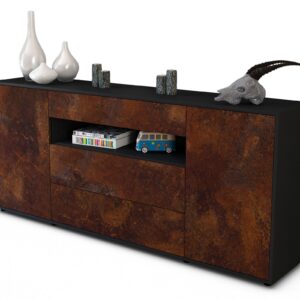 Sideboard Filippa | Korpus Anthrazit | Front in Rost Optik | 180x79x35cm (BxHxT)
