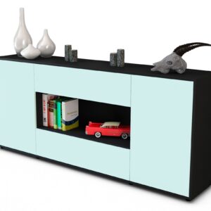 Sideboard Filomena | Korpus Anthrazit | Front in Mint | 180x79x35cm (BxHxT)