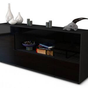 Sideboard Fiora | Korpus Anthrazit | Front in Hochglanz Schwarz | 180x79x35cm (BxHxT)