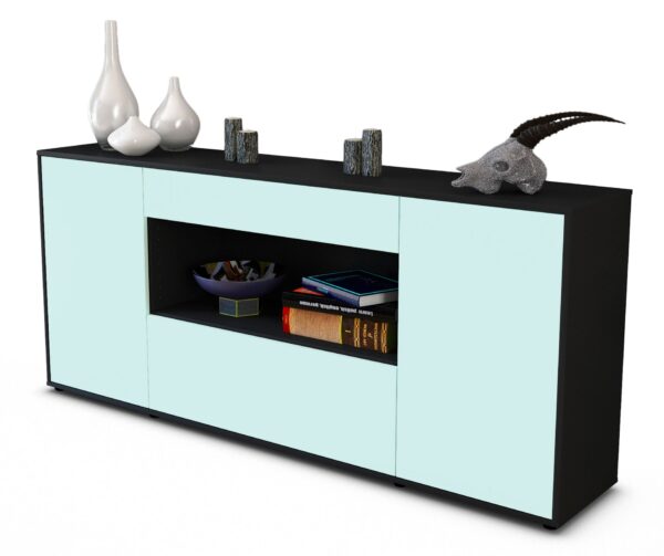 Sideboard Fiora | Korpus Anthrazit | Front in Mint | 180x79x35cm (BxHxT)