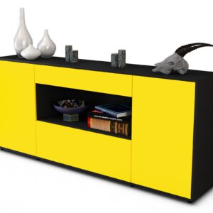 Sideboard Fiora | Korpus Anthrazit | Front in Gelb | 180x79x35cm (BxHxT)