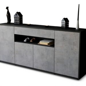Sideboard Fiorella | Korpus Anthrazit | Front in Beton Optik | 180x79x35cm (BxHxT)