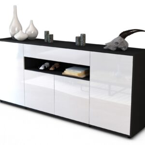 Sideboard Fiorella | Korpus Anthrazit | Front in Hochglanz Weiß | 180x79x35cm (BxHxT)