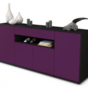 Sideboard Fiorella | Korpus Anthrazit | Front in Lila | 180x79x35cm (BxHxT)