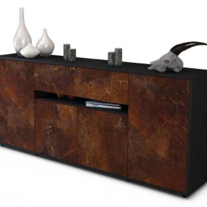 Sideboard Flavia | Korpus Anthrazit | Front in Rost Optik | 180x79x35cm (BxHxT)