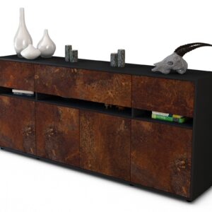 Sideboard Flora | Korpus Anthrazit | Front in Rost Optik | 180x79x35cm (BxHxT)