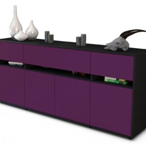 Sideboard Flora | Korpus Anthrazit | Front in Lila | 180x79x35cm (BxHxT)