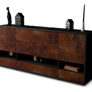 Sideboard Florentina | Korpus Anthrazit | Front in Rost Optik | 180x79x35cm (BxHxT)