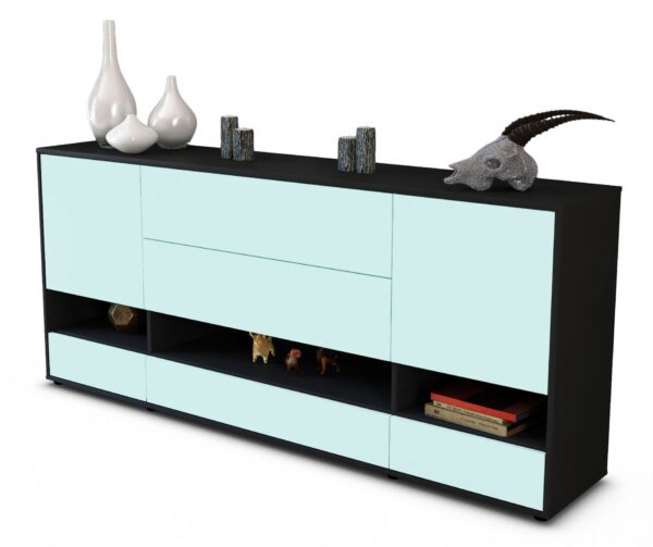 Sideboard Florentina | Korpus Anthrazit | Front in Mint | 180x79x35cm (BxHxT)